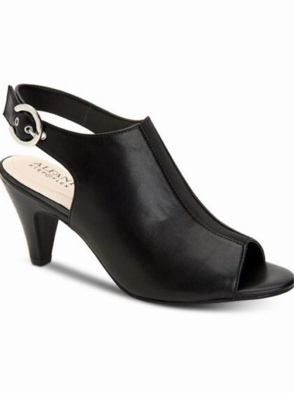 Alfani Step N Flex Black Peep Toe Slingback Shootie Heels Size 9